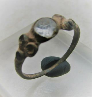 Post Medieval Bronze Ring With Mutiple Stone Inserts