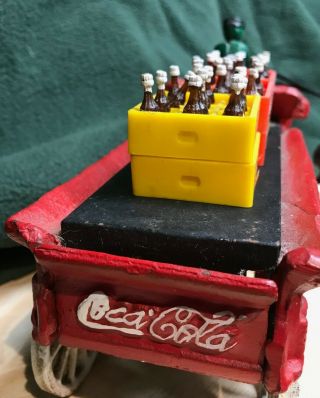 FUN Vintage Cast Iron Coca - Cola Wagon w/ Horses Coke Crates bottles Collectible 5