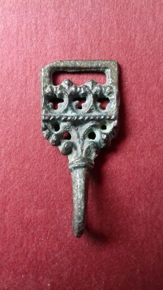 Tudor 16th 17th Century Bronze Clothes Fastener Openwork Fleur De Lis Design