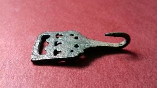 Tudor 16th 17th Century Bronze Clothes Fastener Openwork Fleur De Lis Design 3