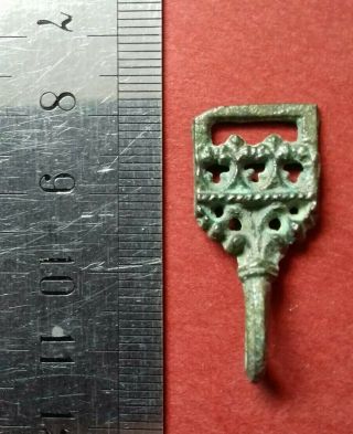 Tudor 16th 17th Century Bronze Clothes Fastener Openwork Fleur De Lis Design 4