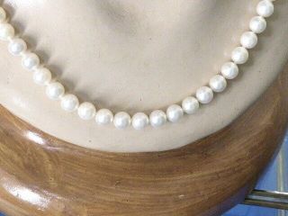 Vintage 18k 750 Mikimoto 22 " 6.  5 Mm Cultured Japan Akoya Strung Pearl Necklace