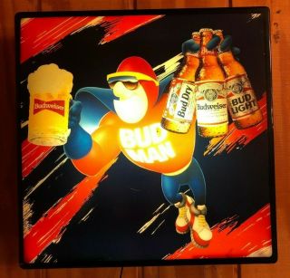 Vintage Bud Man Budweiser Lighted Sign Advertising