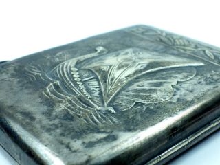 Antique Russian / Estonian Silver 875 Cigarette Case Viking Ship 174 g 4