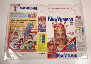 Vintage 1972 Quaker King Vitaman Cereal Box Retro Kids Food Package