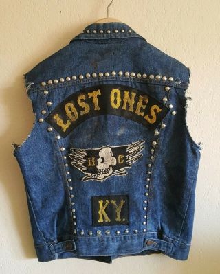 Vintage Motorcycle Club Vest Biker Chain Stitch Patches Mc