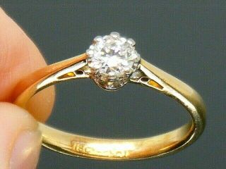 18ct Gold 18k Gold Antique Art Deco 0.  30ct Solitaire Diamond Ring Size M