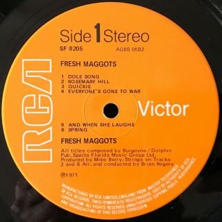 FRESH MAGGOTS extremely rare 1971 RCA 1st pressing prog folk LP SF 8205 3
