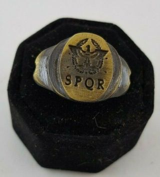 Ancient.  Legio Spqr Bronze Ring - Vintage - Antique Roman - Bronze - Rare