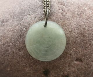 Lovely Good Quality Antique Chinese Hand Carved Jade Pendant & Necklace C1800s