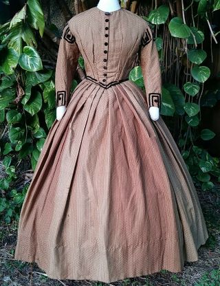 Antique Civil War Era Dress C.  1860s Victorian Vintage
