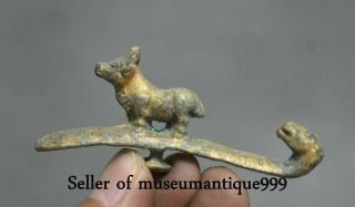 7.  5cm Rare Old China Chinese Bronze Gilt Dynasty Dragon Beast Hook Statue