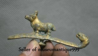 7.  5CM Rare Old China Chinese Bronze Gilt Dynasty Dragon Beast Hook Statue 2