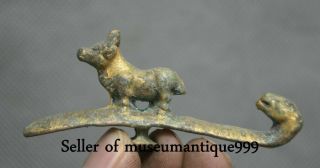 7.  5CM Rare Old China Chinese Bronze Gilt Dynasty Dragon Beast Hook Statue 3