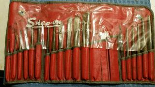 Vintage Snap - On Tools 20 Piece Punch And Chisel Set Kit With Roll Pouch Ppc200ak