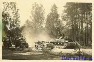 BEST German Staff Car & Lkw Truck Passing Pzkw.  IV Panzer Tank on Road 2