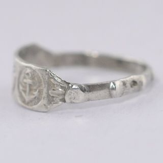 Antique Georgian Sterling Silver Faith Hope and Charity Heart Anchor Sz 5.  5 Ring 6