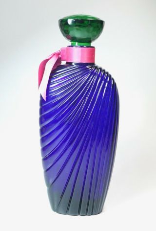 Vtg 1990 Cobalt Blue Glass Ungaro Perfume Bottle Factice Dummy Green Top 14.  25 