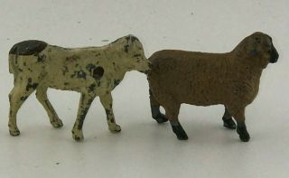 Antique Toy Lead Farm Animals Hills Co BABY CALF & Britain ' s Ltd LAMB England 3