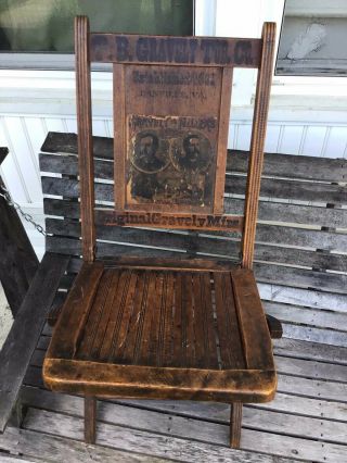 Rare Pb Gravely Tobacco Double Sided Advertising Chair Danville Va Tobacciana