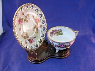 Royal Sealy China Footed Tea Cup and Saucer - Made in Japan - Reticulated Saucer 2