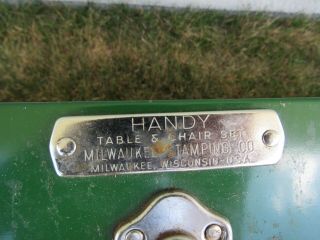 Vintage Green Handy Folding Picnic Table and Chair Set Milwaukee Stamping Co 2