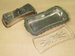 Fisher 1965 Sterling Silver Butter Dish w.  Glass Bottom 2