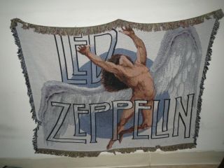 Large Rare Collectible Vintage Led Zeppelin Woven Tapestry Banner Rug