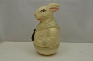 Vintage Viscoloid Celluloid Roly Poly Bunny Rabbit Navy Sailor Usa Iz