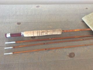 Vintage South Bend Bamboo Fly Rod 47 8 1/2 ' 2 Tips,  HCH or D Line and Canvas bag 2