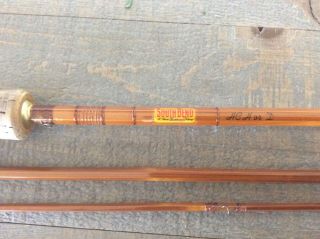 Vintage South Bend Bamboo Fly Rod 47 8 1/2 ' 2 Tips,  HCH or D Line and Canvas bag 4