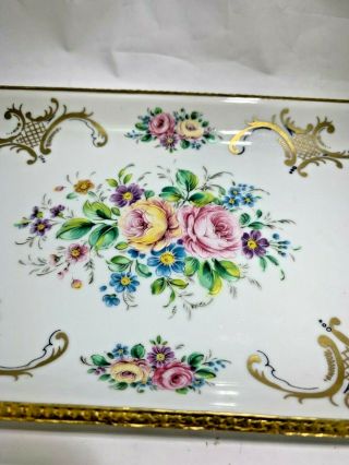 Vintage Elegant Hand Painted Limoges Porc Pate Porcelain & Ormolu Tray Signed 4