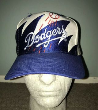 Vintage La Dodgers Logo Athletic Sharktooth Snapback Hat Rare Los Angeles