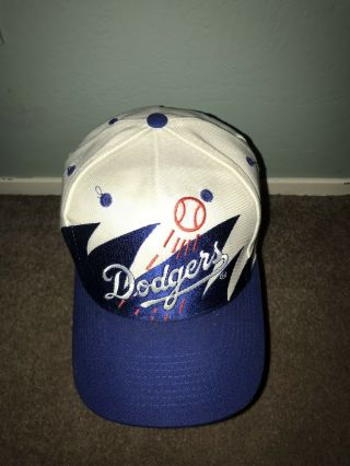 Vintage LA Dodgers Logo Athletic Sharktooth Snapback Hat Rare Los Angeles 8