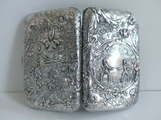 Lovely Antique French Solid Silver 800 Embossed Cigarette Case By L.  Daudet 1890