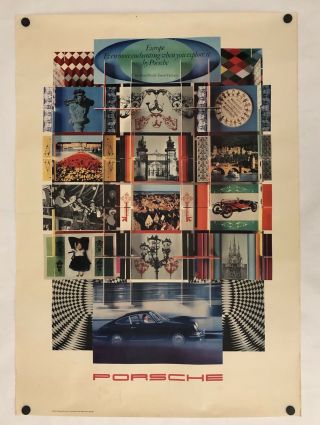 Vintage Poster Porsche - Europe More Enchanting Automobile Racing Rare