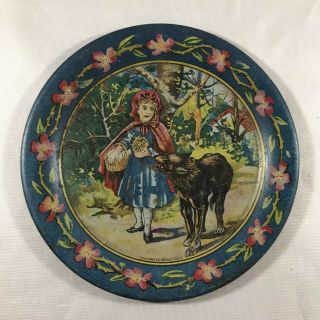 Tin Toy Tea Set Tray Round Little Red Riding Hood Ohio Arts Vintage Collectible