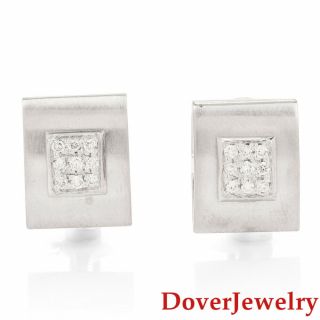 Estate Diamond 14k White Gold Cluster Geometric Earrings 7.  0 Grams Nr