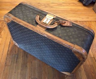 Vintage Louis Vuitton Brown Monogram Top Handle Suitcase 28 " X 18 " X 9 "