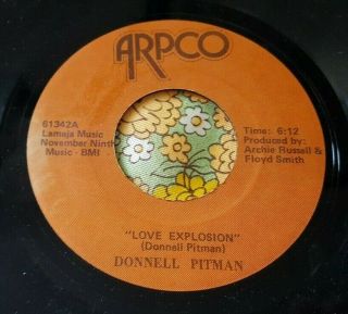 Rare Orig Modern Soul Disco 45 Donnell Pitman Love Explosion Arpco Ex Hear