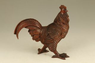 Chinese Old Boxwood Antique Carved Cock Statue Figure Collectable