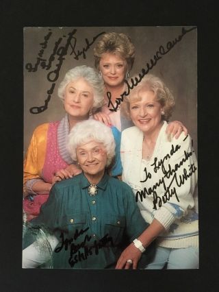 Rare Authentic Golden Girls Cast Signed Autographed Photo Studio Postcard 1/1