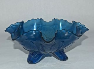 Vintage Northwood Blue Sunflower Meader Canival Glass Bowl 2