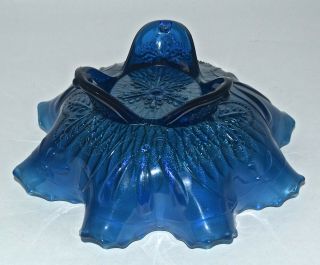 Vintage Northwood Blue Sunflower Meader Canival Glass Bowl 3