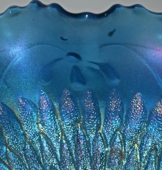 Vintage Northwood Blue Sunflower Meader Canival Glass Bowl 6