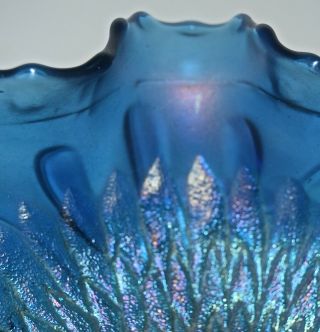 Vintage Northwood Blue Sunflower Meader Canival Glass Bowl 7