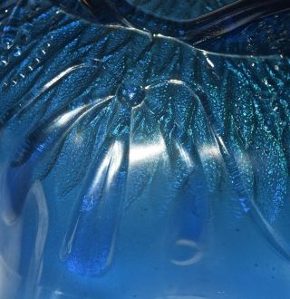 Vintage Northwood Blue Sunflower Meader Canival Glass Bowl 9