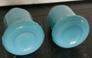 Vintage Antique Blue Milk Glass Salt & Pepper Shakers Pair 5