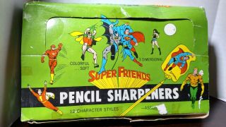 Friends Pencil Sharpeners Box With 11 3 - D Erasers/vintage 1980/batman