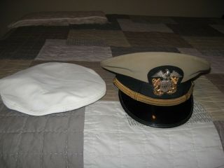Ww2 Us Navy Officer Bancroft Zephyr Hat Size 7 1/8 With White Hat Cover 7 1/8